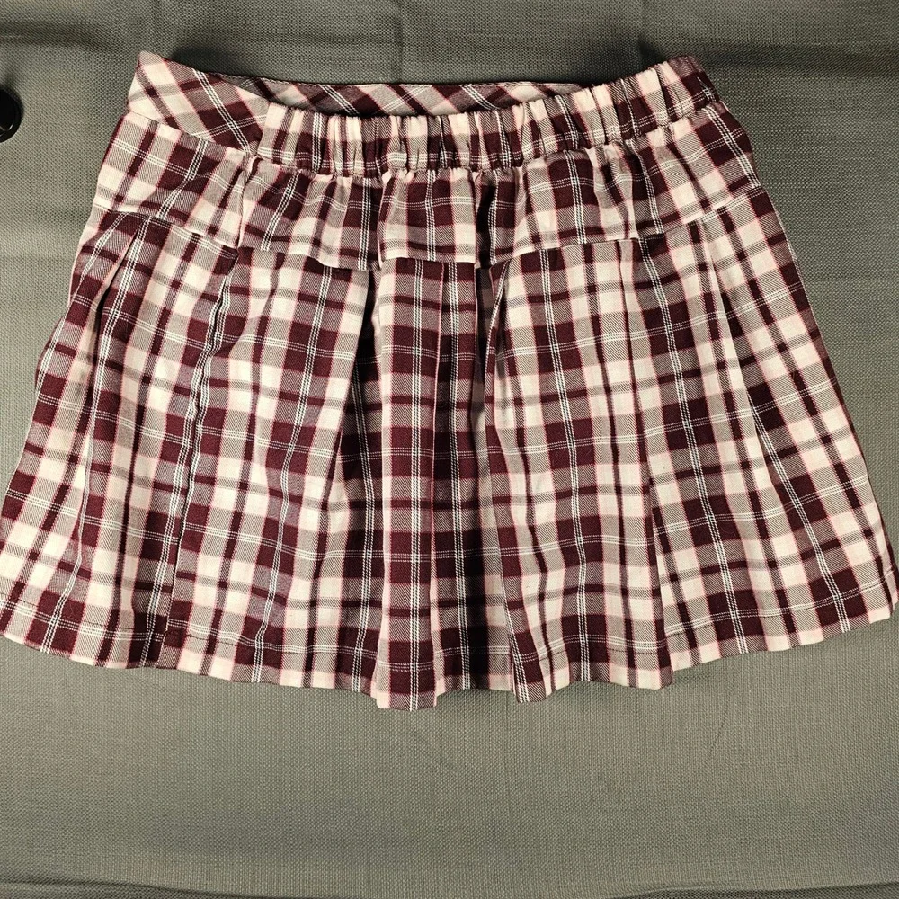 Justice Kids XL Plus 16P 18P Burgundy Plaid Skort Button Front 473910A